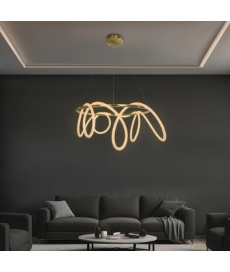 kelvo® GLOW KLV-101-0164 Κρεμαστό Φωτιστικό Οροφής LED 69W 6900lm 360° AC 220-240V IP20 Ρυθμιζόμενο Λευκό CCT με Χειριστήριο από 2700K έως 6000K Dimmable - Lumileds SMD Chip - Χρυσό Πλατίνα - Μ100 x Π100 x Υ40cm - 3 Χρόνια Εγγύηση